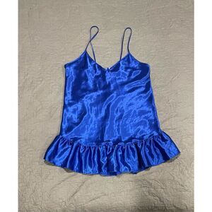 Sleep Solutions Large Blue Night Gown Ruffle Vintage